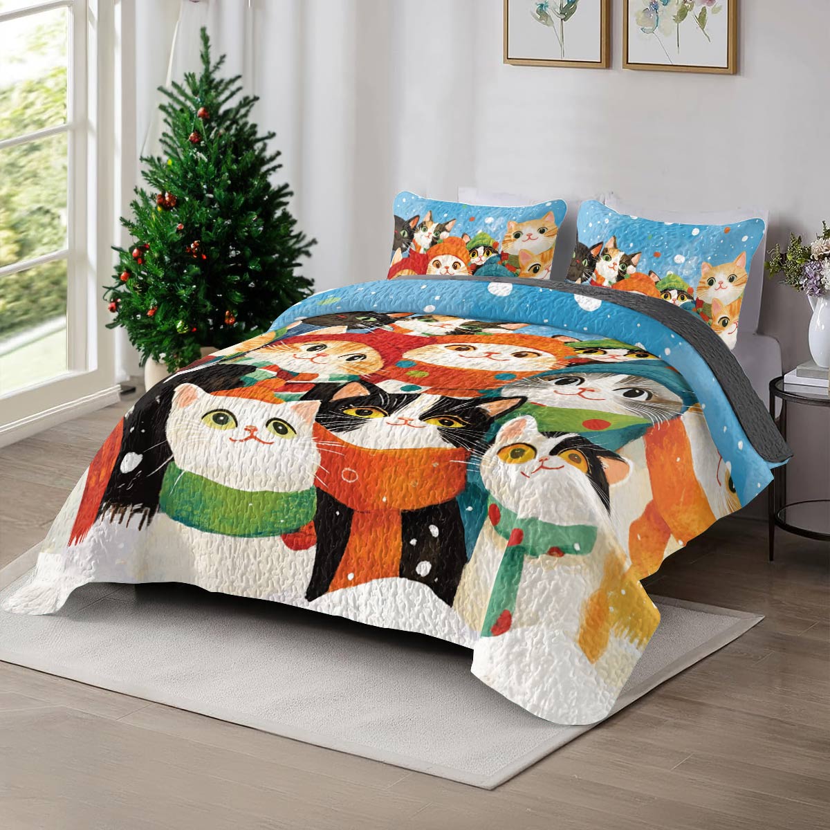 Shineful All Season Quilt 3-Piece Set Cozy Cat Crew