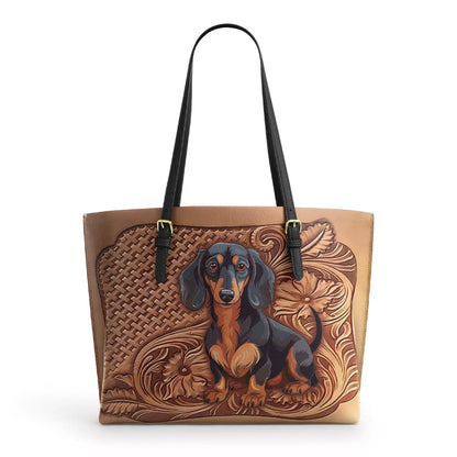 Shineful Leather Tote Bag Dachshund Strength