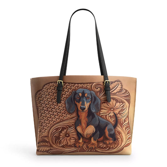 Shineful Leather Tote Bag Dachshund Strength