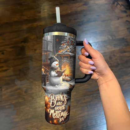 Shineful Personalized Tumbler Snowman Books Are Worth Melting For