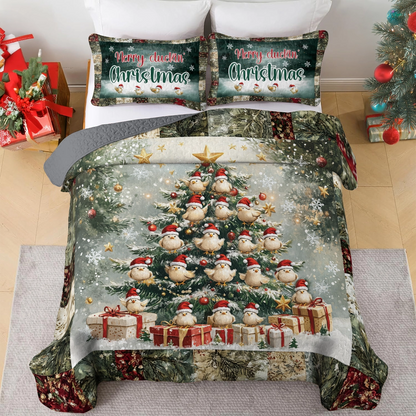 Shineful All Season Quilt 3-Piece Set - Merry Cluckin' Christmas