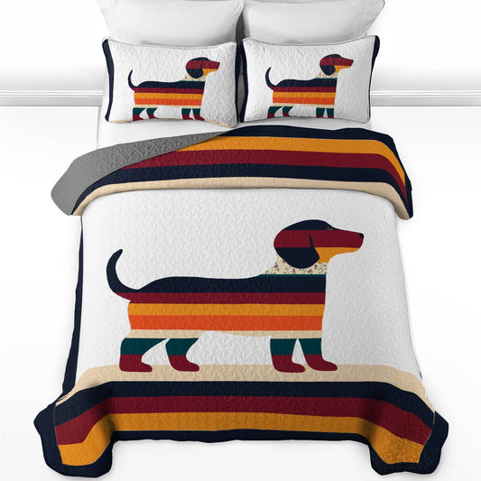 Shineful All Season Quilt 3-Piece Set Striped Dachshund