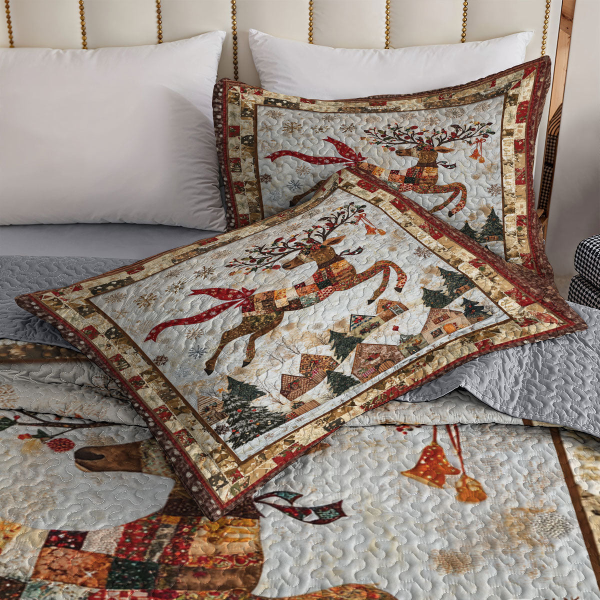 Shineful All Season Quilt 3-Piece Set Winter Reindeer Magic