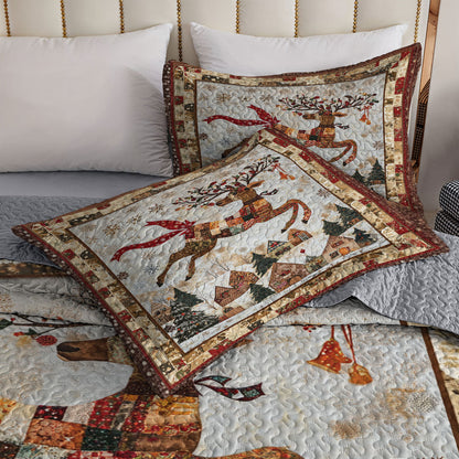 Shineful All Season Quilt 3-Piece Set Winter Reindeer Magic