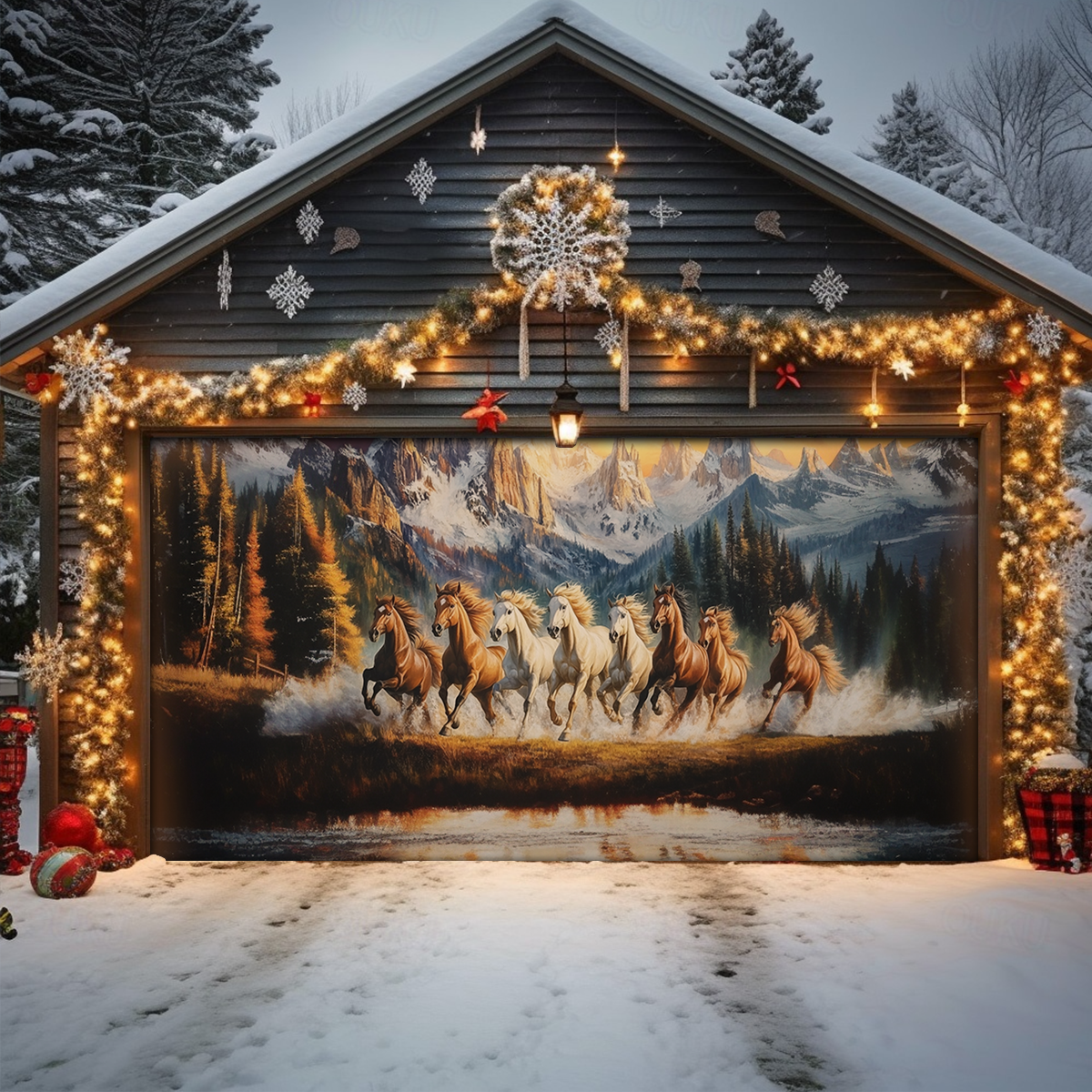Shineful Garage Door Banner Decoration Freedom Run