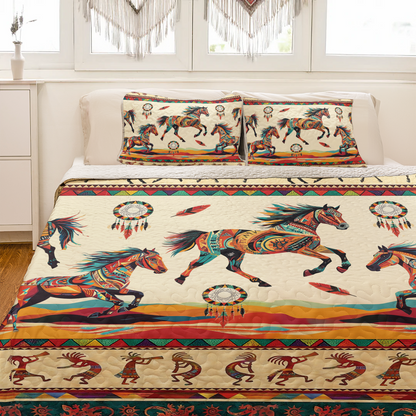 Shineful All Season Quilt 3-Piece Set Warrior Gallop Kokopelli