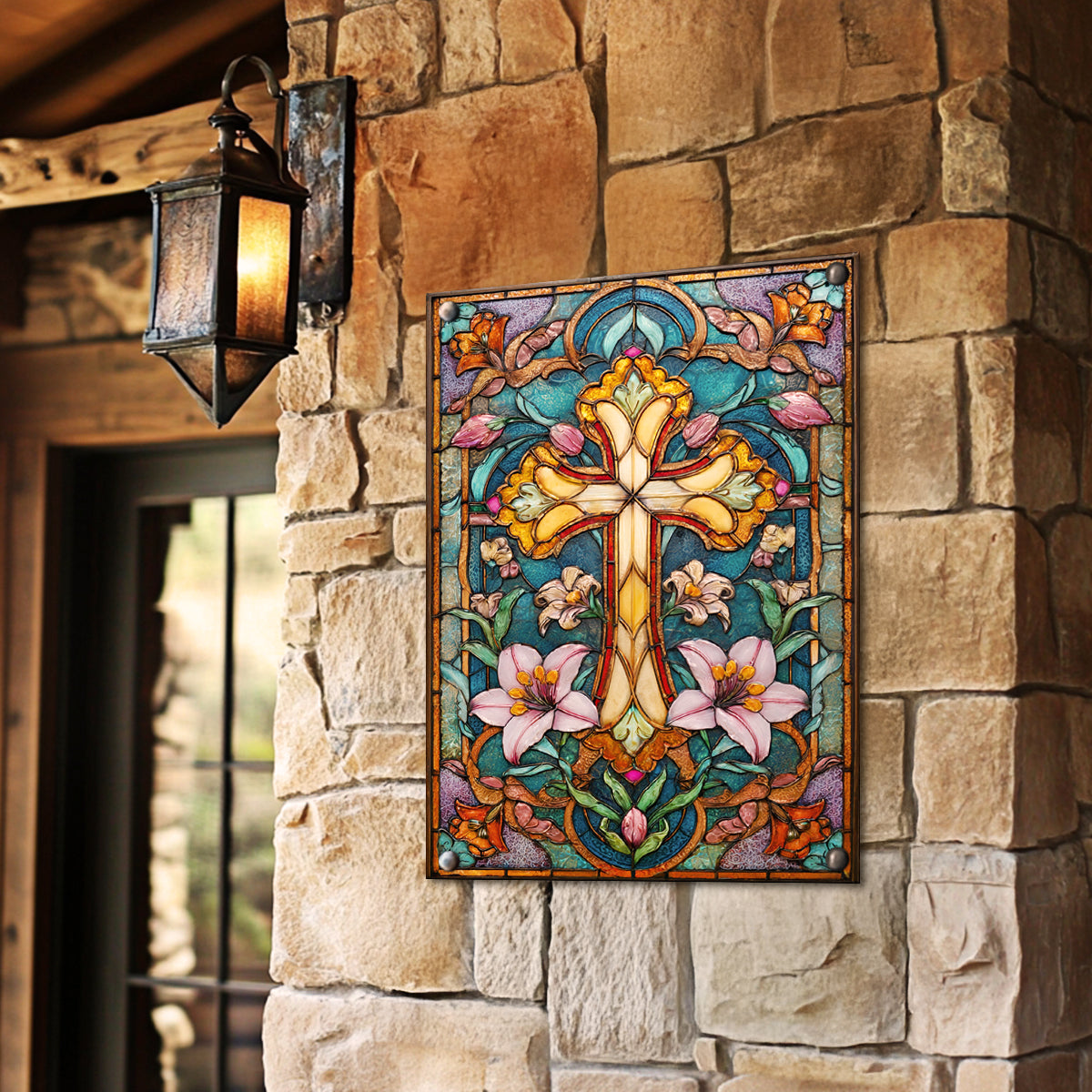 Shineful 2D Metal Sign Floral Cross