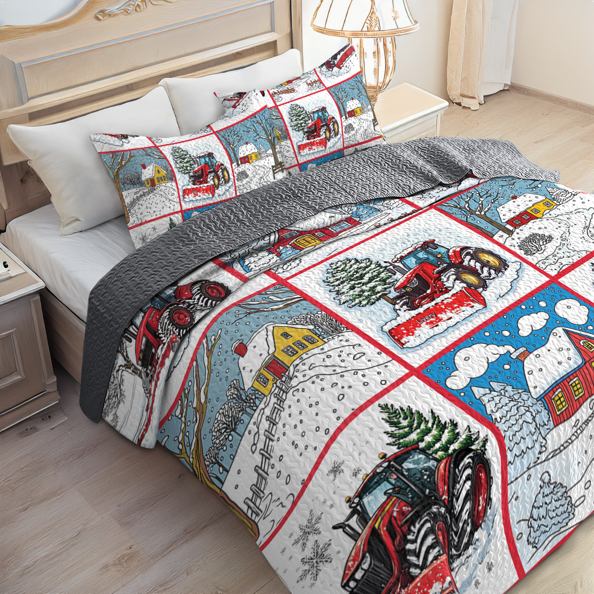 Shineful All Season Quilt 3-Piece Set - Snow Farm Pattern