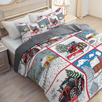 Shineful All Season Quilt 3-Piece Set - Snow Farm Pattern