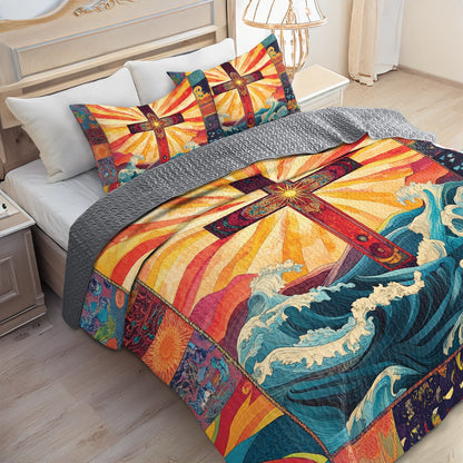 Shineful All Season Quilt 3-Piece Set Waves of Faith