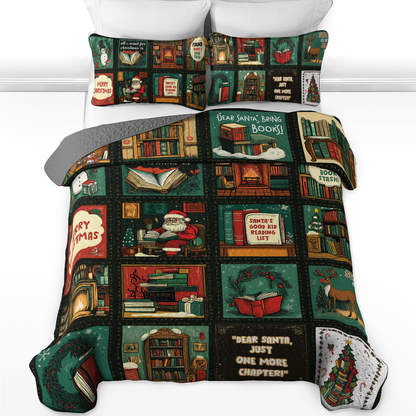 Shineful All Season Quilt 3-Piece Set Santa Reading Nook
