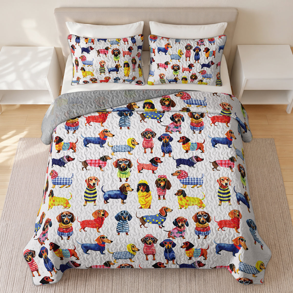 Shineful Quilt 3-Piece Set Dachshund Amazing Stylish