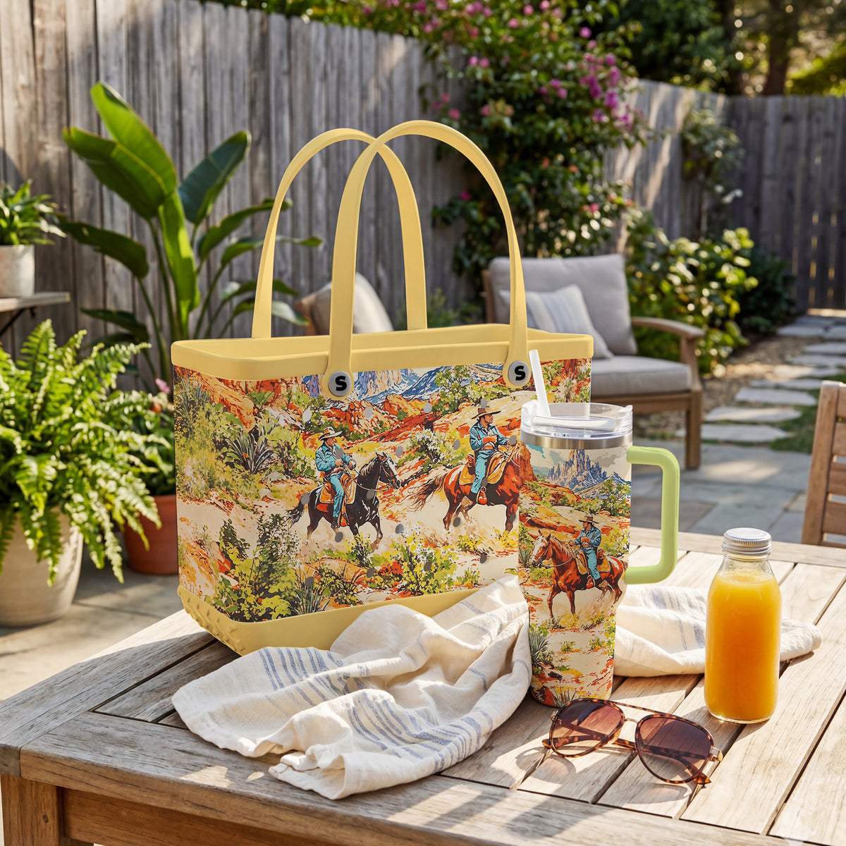 Shineful Bundle Beach Bag And Tumbler Canyon Trails Cowboy