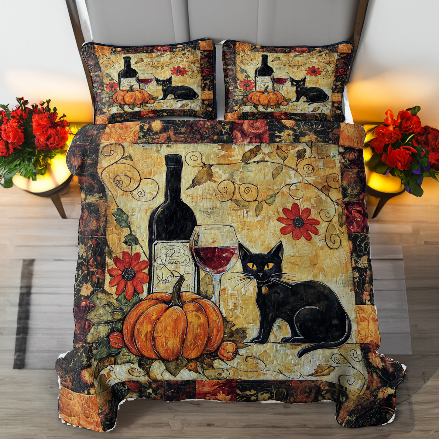 Shineful All Season Quilt 3-Piece Set Gentle Wine In Fall