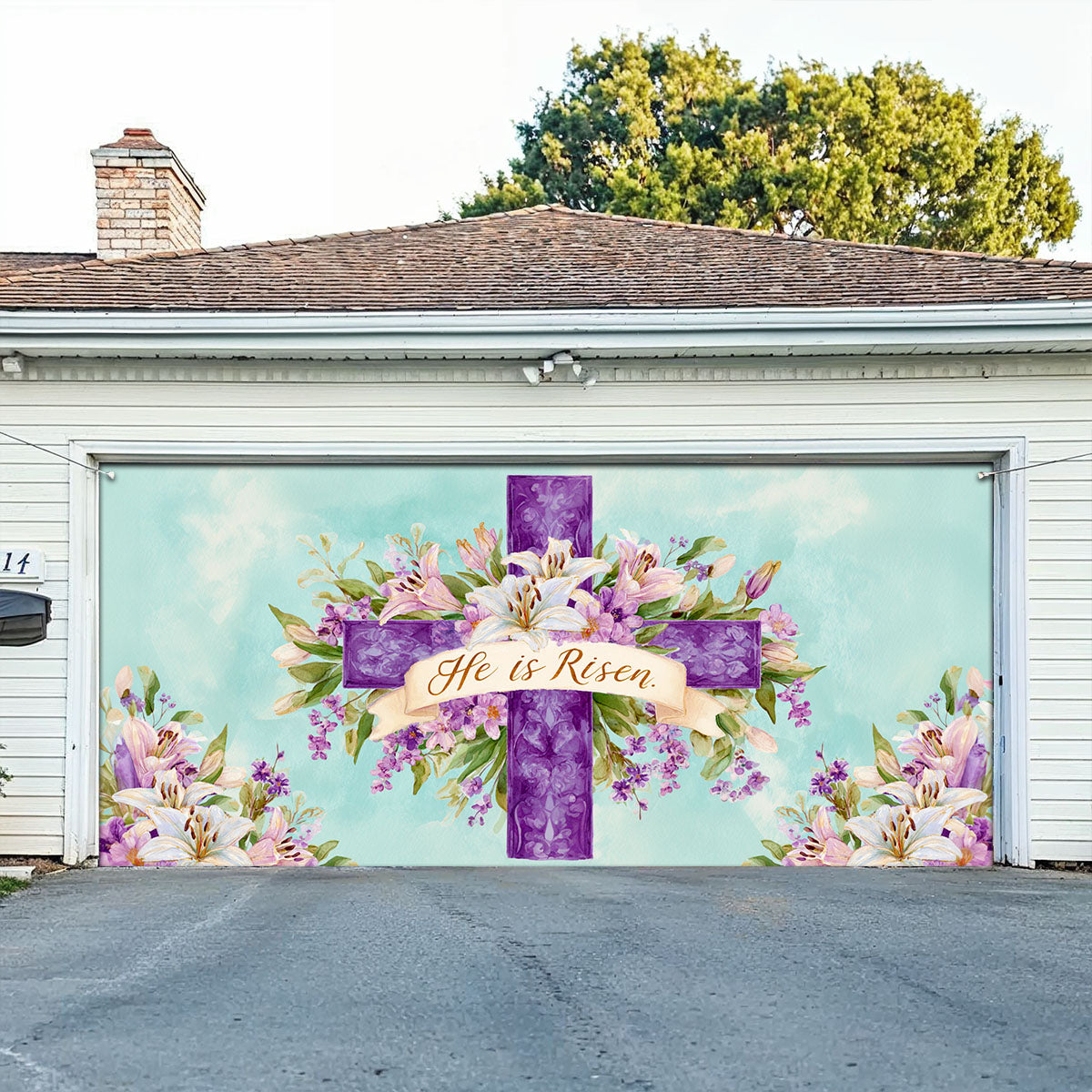 Shineful Garage Door Banner Decoration Catholic Resurrection