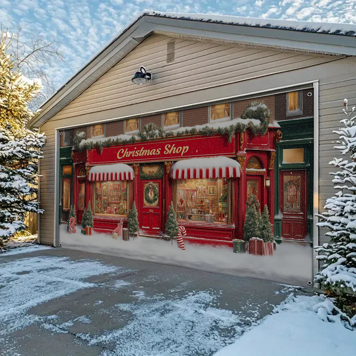 Shineful Garage Door Banner Decoration Christmas Shoppe Wonderland