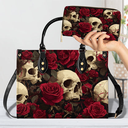 Shineful Leather Bag Crimson Skull Garden