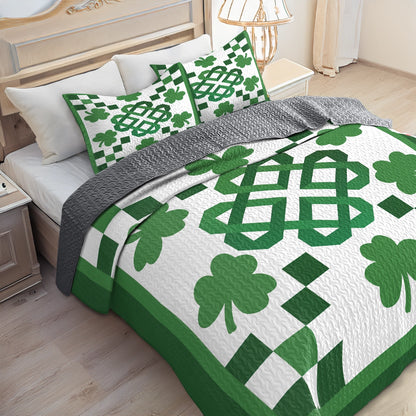 Shineful All Season Quilt 3-Piece Set - Shamrock Celtic Knot