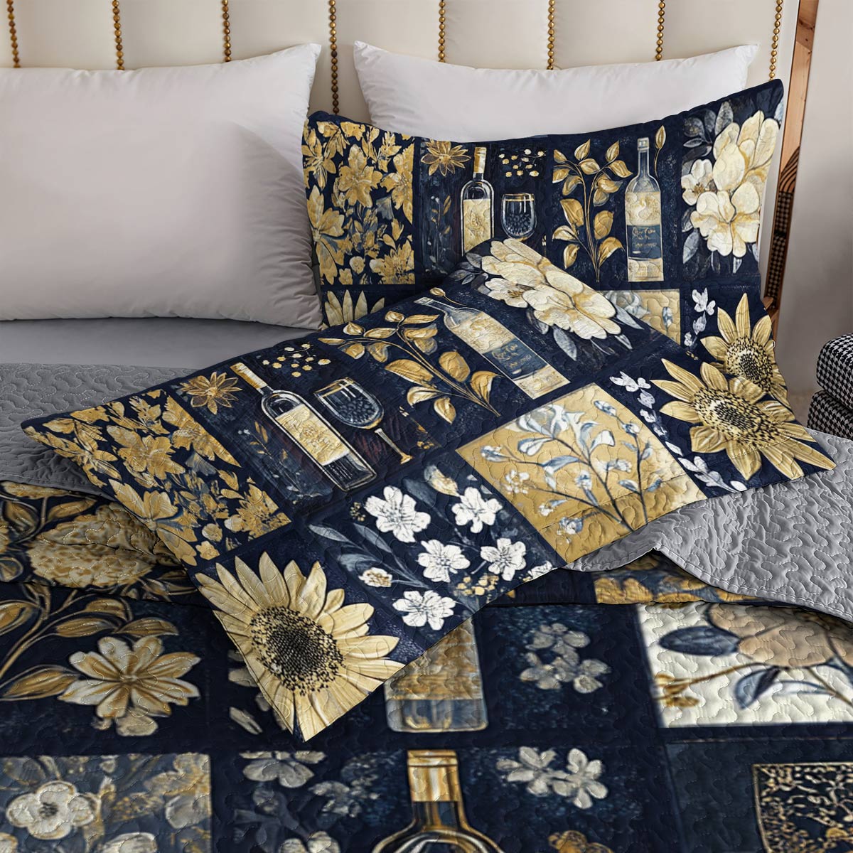 Shineful All Season Quilt 3-Piece Set Subtlety Wine Floral