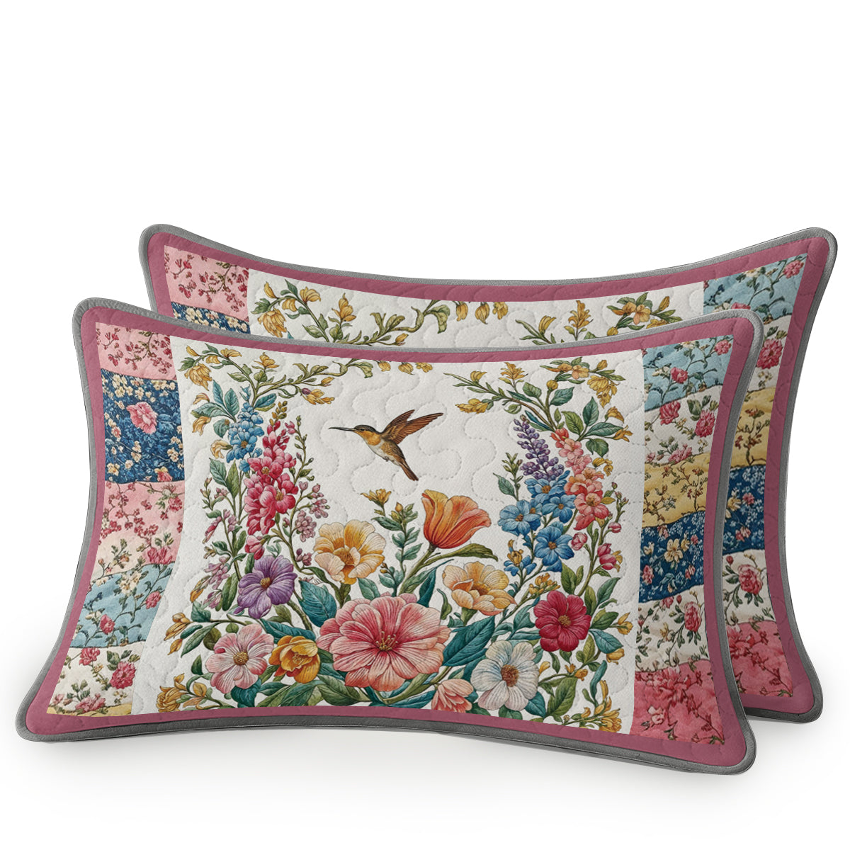 Shineful All Season Quilt 3-Piece Set Country Patchwork Hummingbird