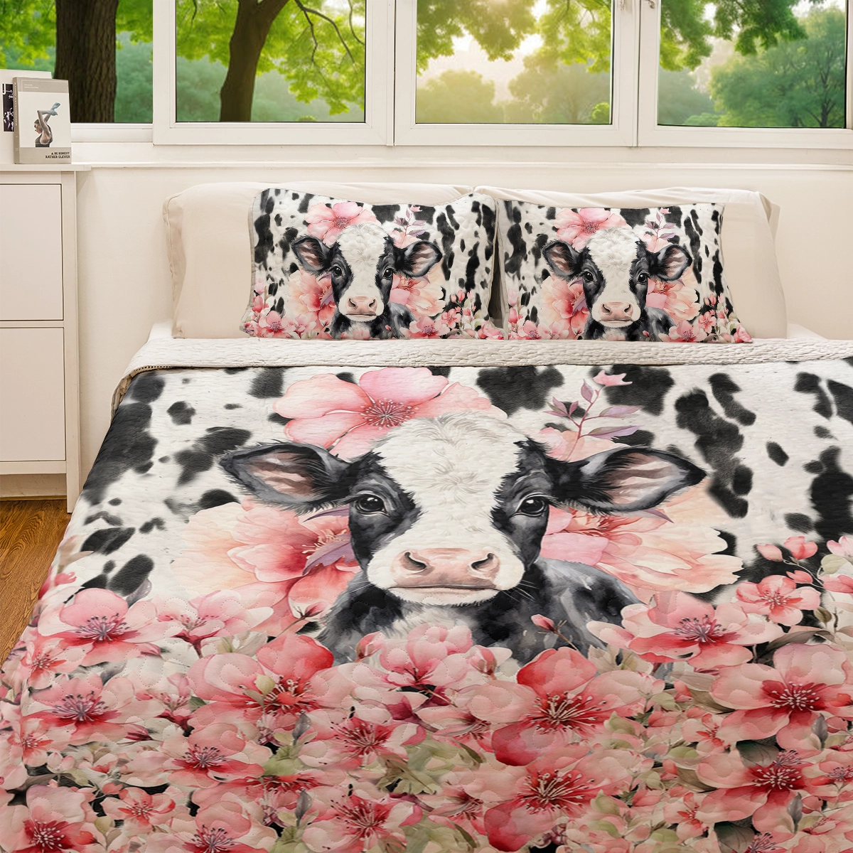 Shineful All Season Quilt 3-Piece Set Blossom Cow Dreams