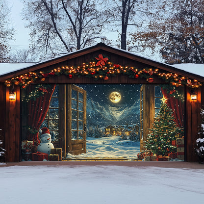 Shineful Garage Door Banner Decoration Festive Christmas Night View