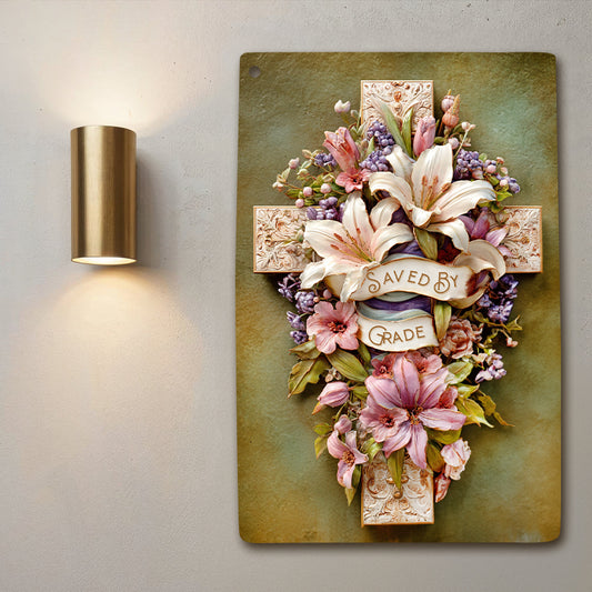Shineful 2D Metal Sign Vintage Grace Cross Floral