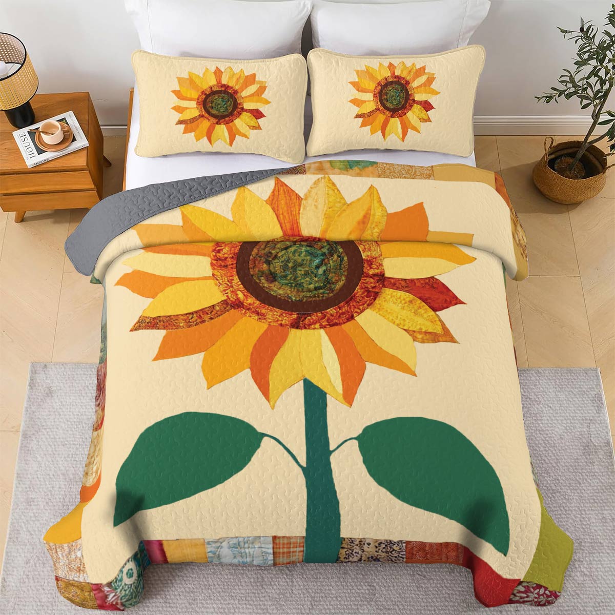 Shineful All Season Quilt 3-Piece Set Sunflower Sunshine