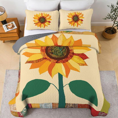 Shineful All Season Quilt 3-Piece Set Sunflower Sunshine