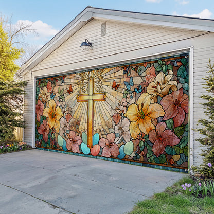 Shineful Garage Door Banner Decoration Radiant Cross Easter