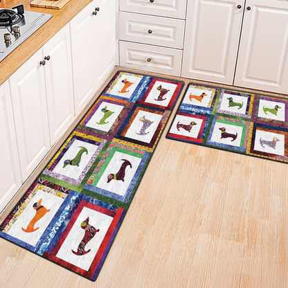 Shineful Ultra-Thin Non Skid Floor Mat, Kitchen Rugs Dachshund Friends