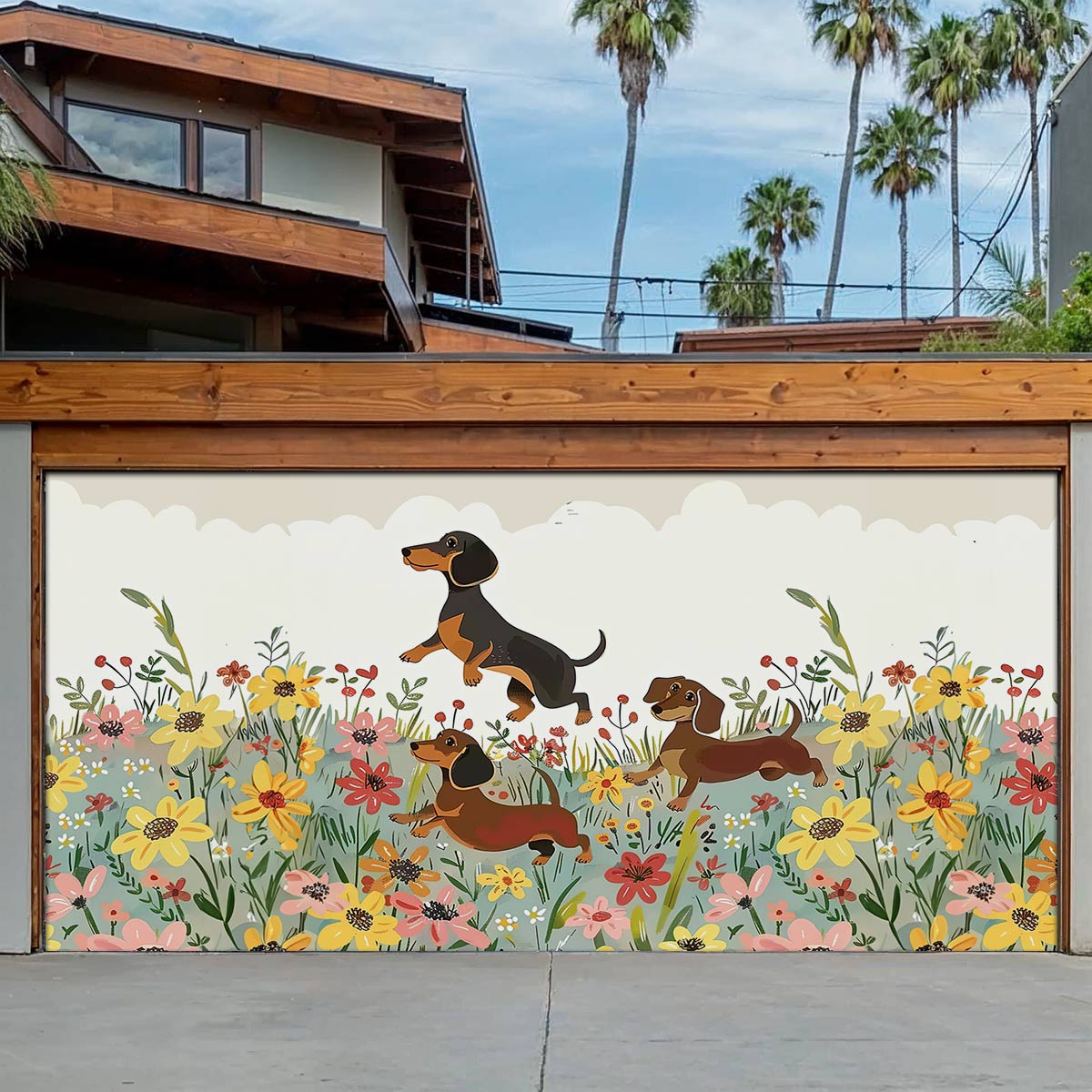 Shineful Garage Door Banner Decoration Dachshund Delight