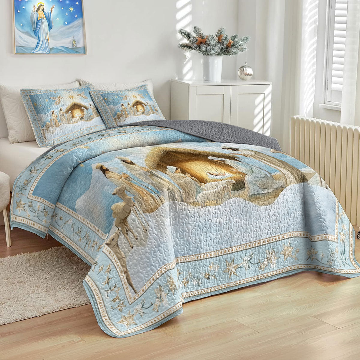 Shineful All Season Quilt 3-Piece Set Holy Night Nativity