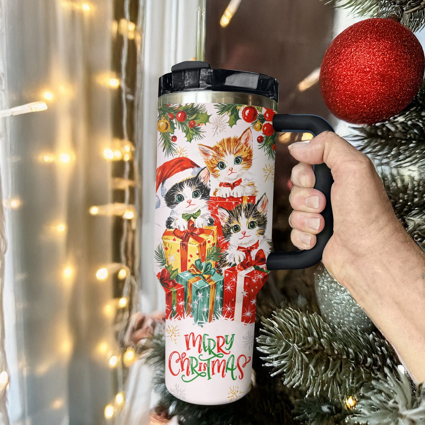 Shineful Tumbler Gift-Giving Christmas Kitten