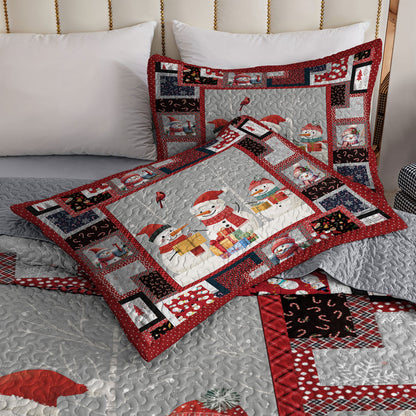 Shineful All Season Quilt 3-Piece Set Snowmen Happy