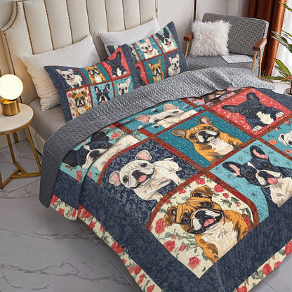 Shineful All Season Quilt 3-Piece Set Vintage Bulldogs