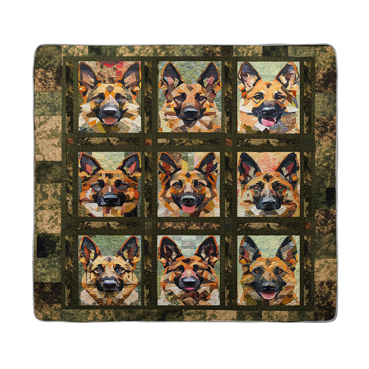 Shineful All Season Quilt 3-Piece Set German Shepherd Camouflage