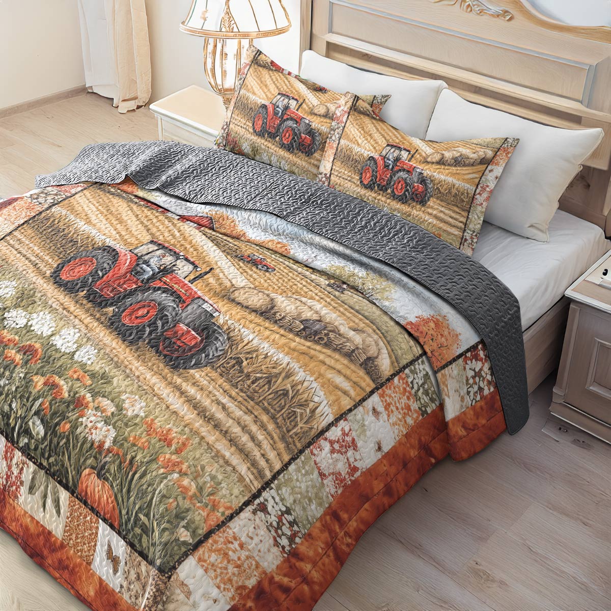Shineful All Season Quilt 3-Piece Set - Farmer Autumn Harvest