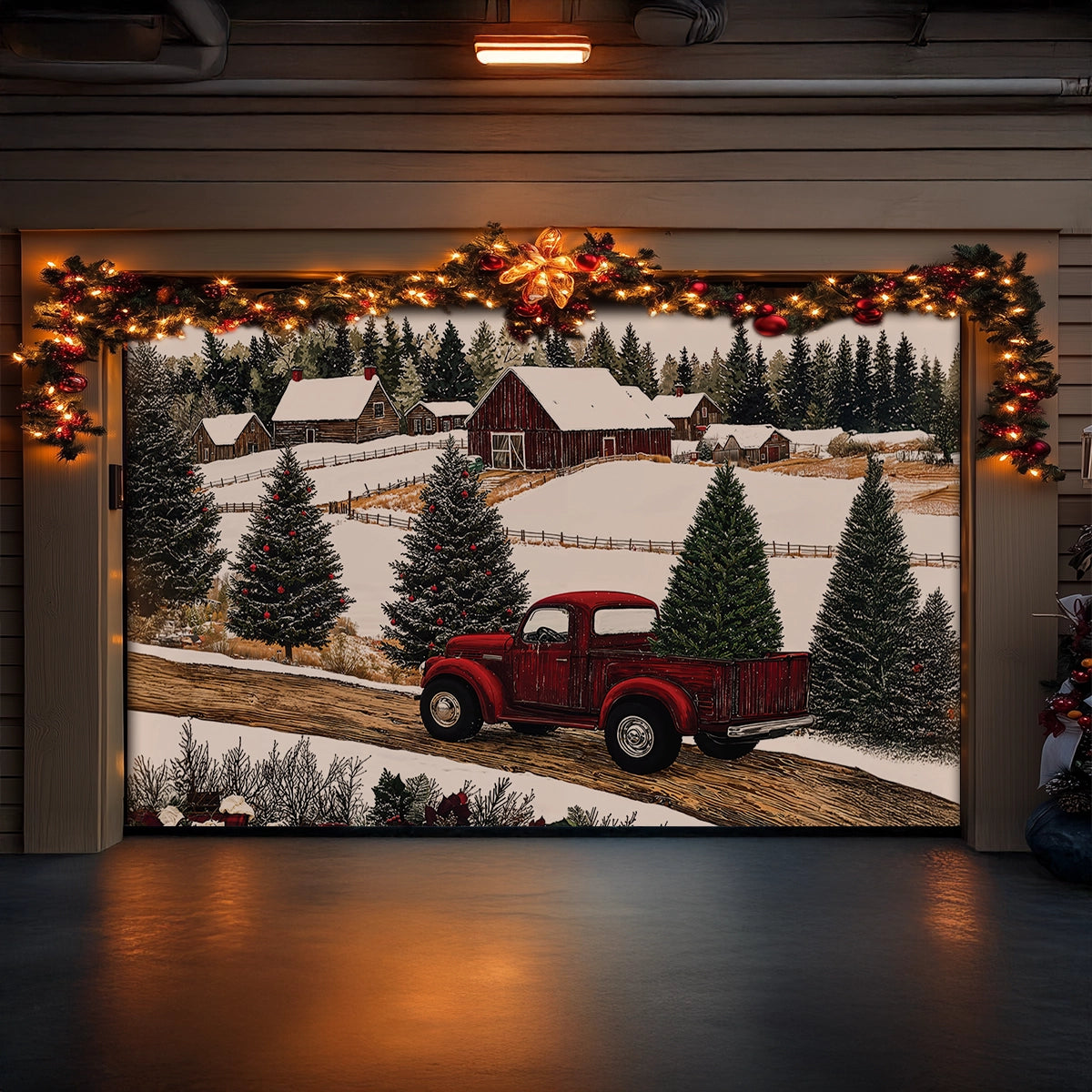 Shineful Garage Door Banner Decoration - Christmas Truck