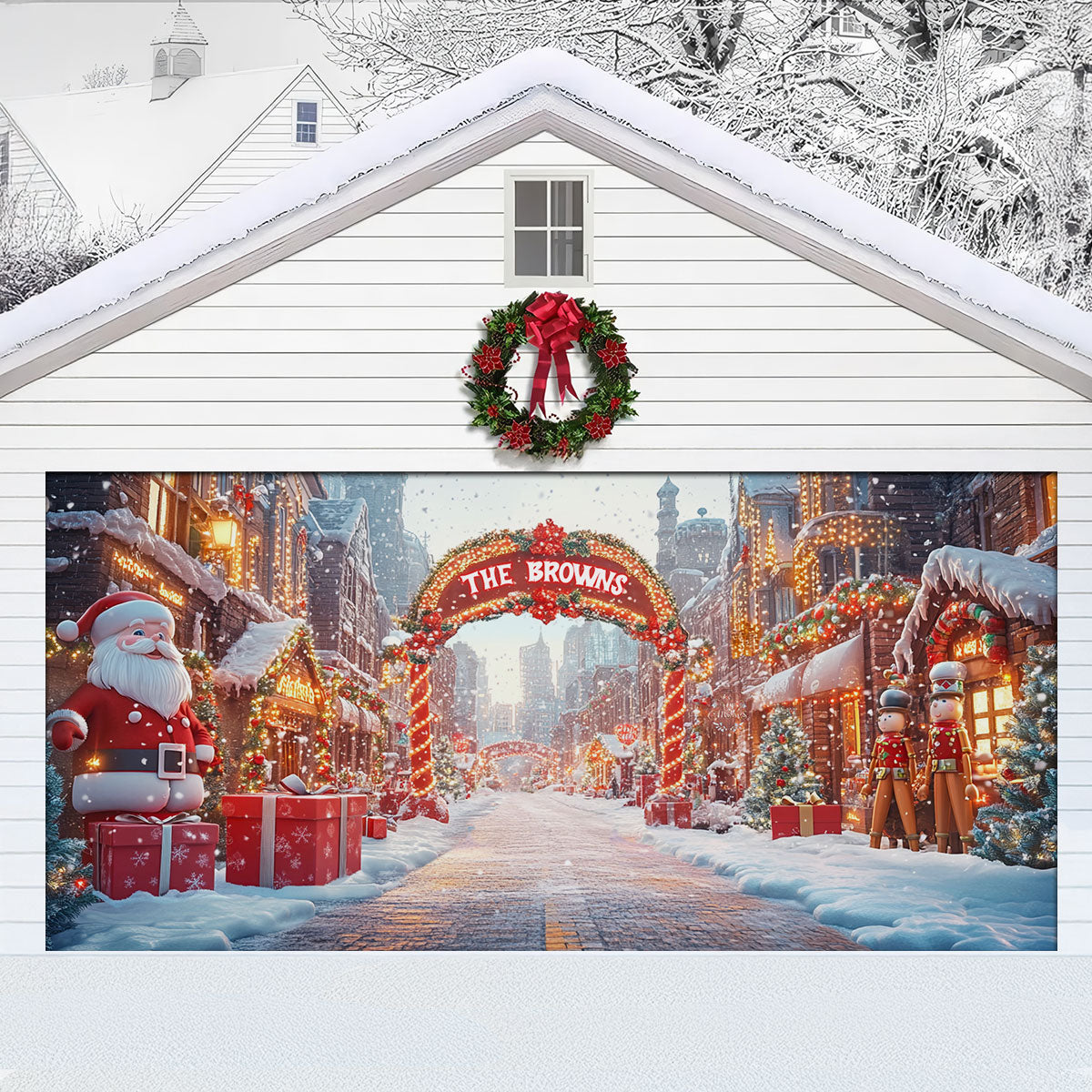 Shineful Personalized Garage Door Banner Decoration Christmas Town
