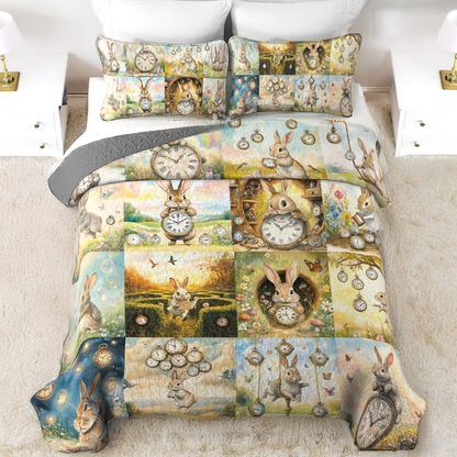 Shineful All Season Quilt 3-Piece Set Time Hoppers Rabbit