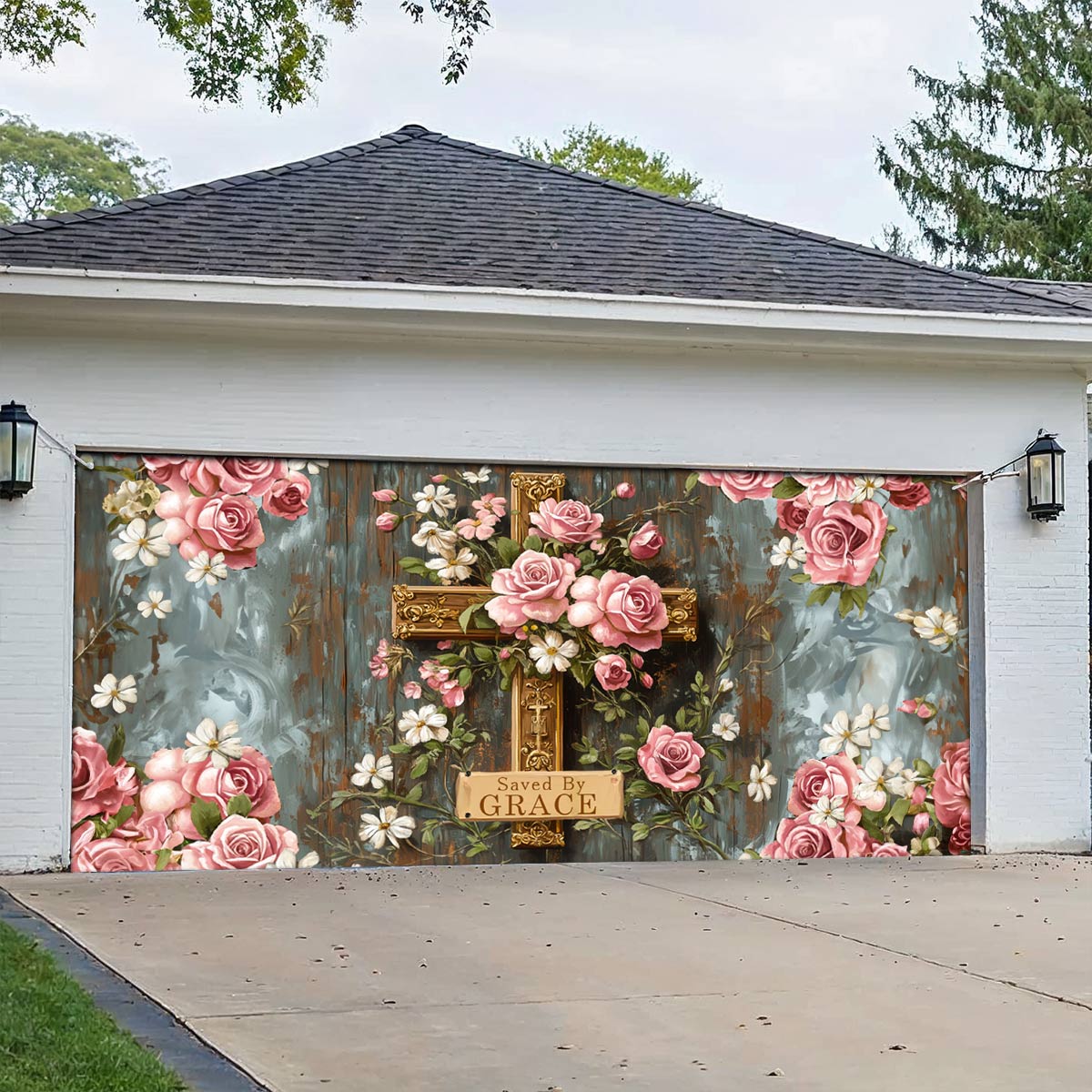 Shineful Garage Door Banner Decoration Saved The Grace
