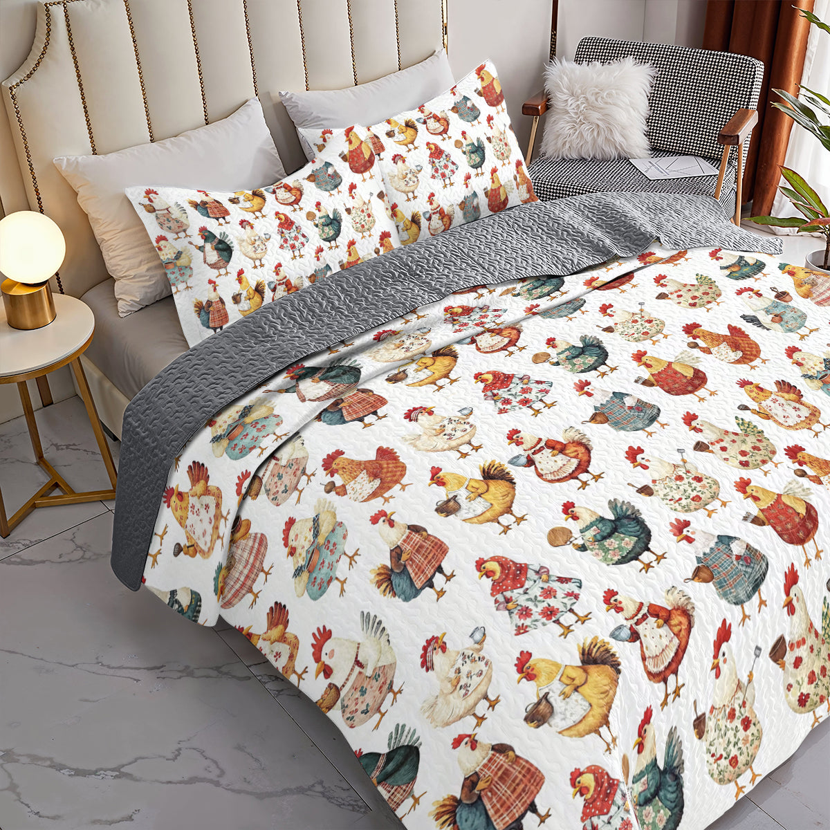 Shineful All Season Quilt 3-Piece Set Farmhouse Hen