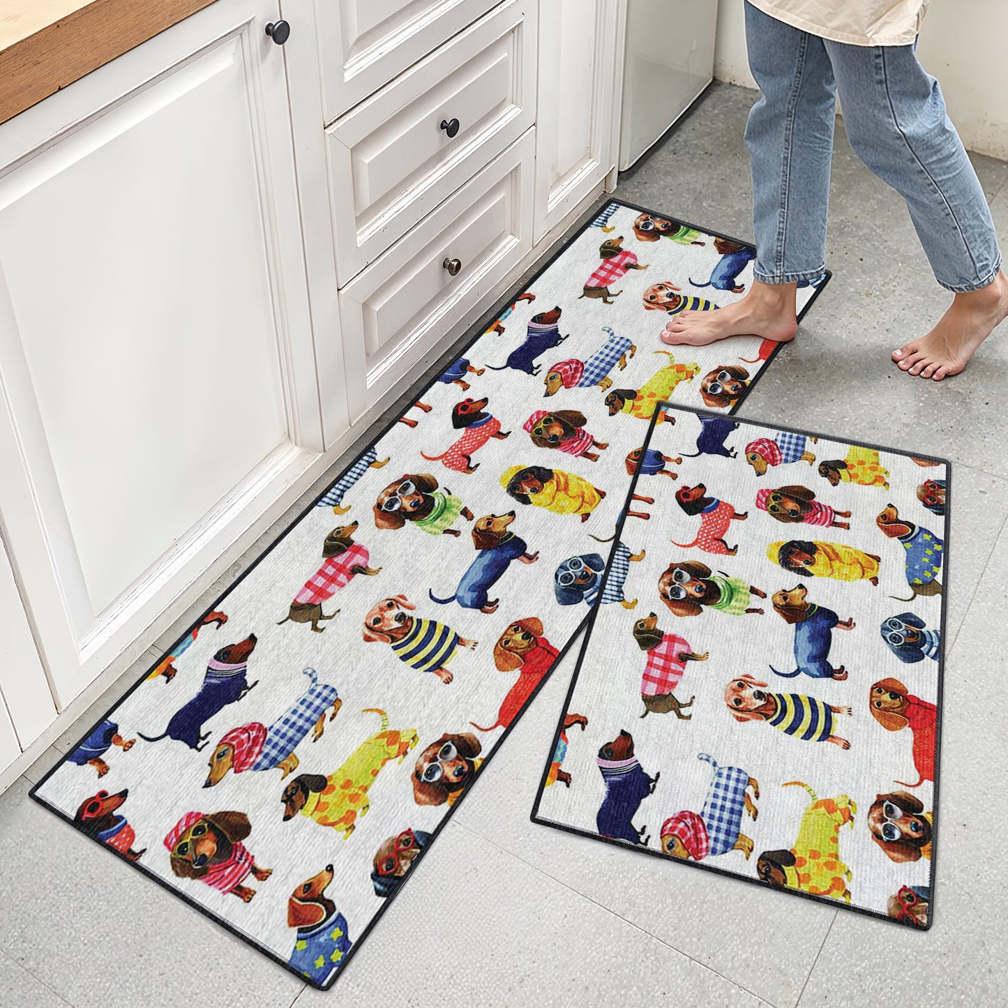 Shineful Ultra-Thin Non Skid Floor Mat, Kitchen Rugs Dachshund Amazing Stylish