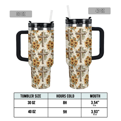 Shineful Tumbler Rustic Sunflower Cross