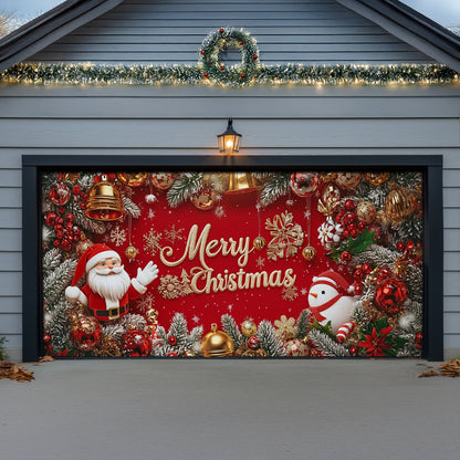 Shineful Garage Door Banner Decoration Festive Santa's Greeting