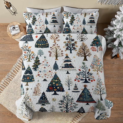 Shineful All Season Quilt 3-Piece Set Gentle Christmas Tree