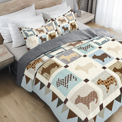 Shineful All Season Quilt 3-Piece Set French Bulldog Cozy Country