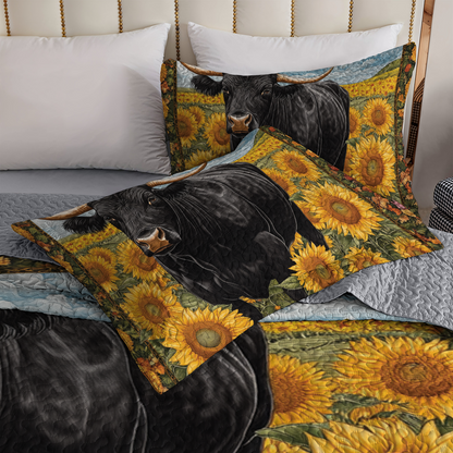 Shineful All Season Quilt 3-Piece Set - Angus cattle