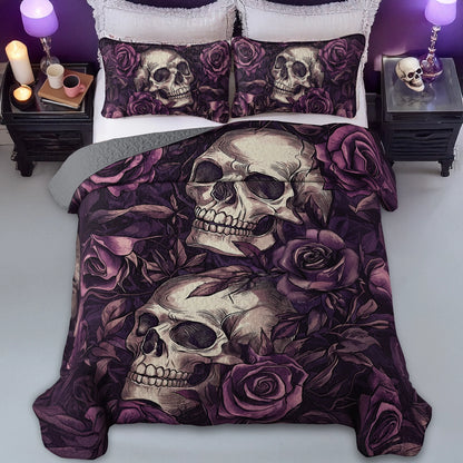 Shineful All Season Quilt 3-Piece Set - Romance Skull Gothic Bloom
